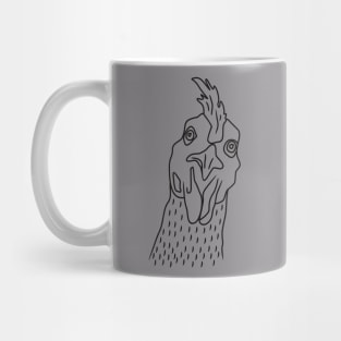 line art of curious chicken heads Mug